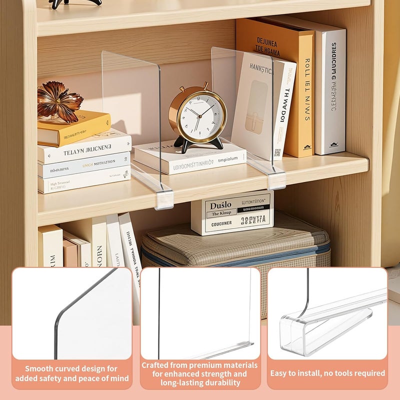 Clebay 15 Pack Clear Shelf Dividers for Closets, Acrylic Dividers for Shelves, Closet Shelf Divider for Organization,Organizers & Separators for Shelf Storage, Home Closets, Cabinets - Image 4